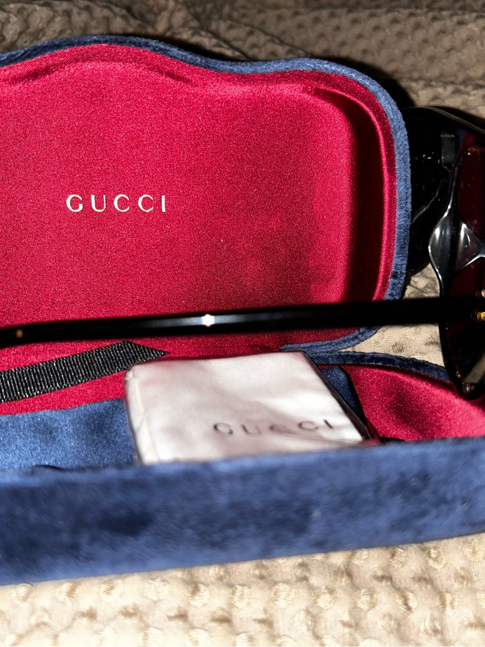 Gucci Black Sunglasses with Gold Accents - Picture 2 of 3